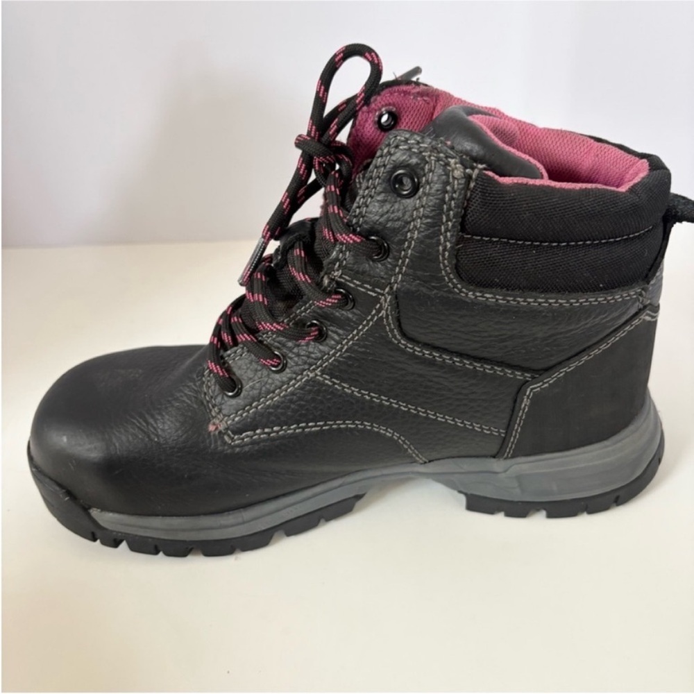Wolverine Waterproof Work Boots Composite Toe Piper Leather Black Pink Size 8 - Picture 4 of 14